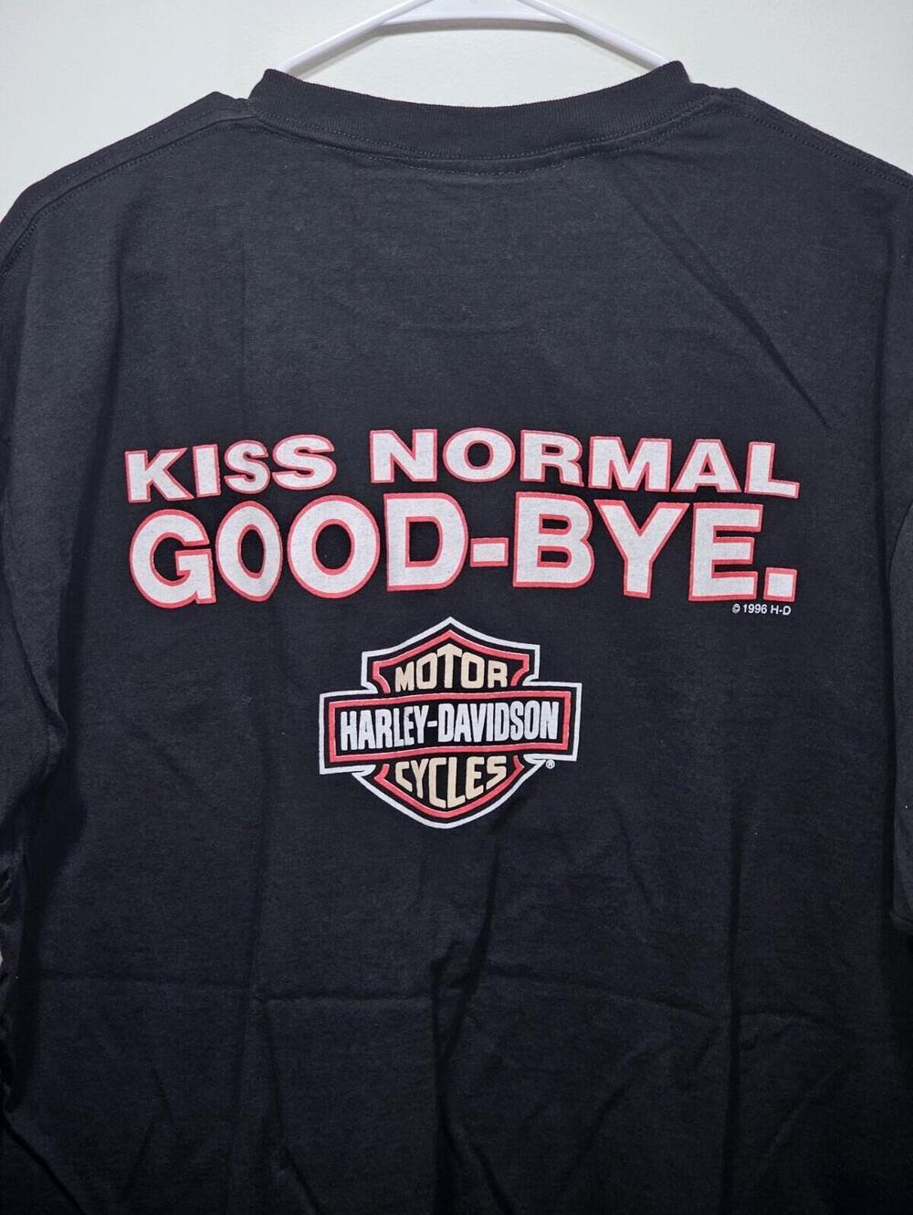 Vintage 1996 Harley Davidson Mens XL Kiss Normal Good-Bye T-shirt USA - Picture 1 of 11